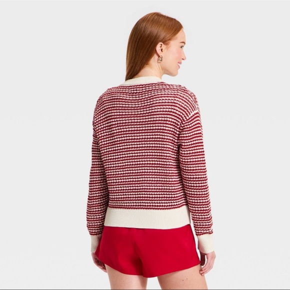 Women's Valentine's Day Cardigan Sweater - Universal Thread™ Red Striped XL - Picture 2 of 11